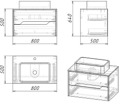 Grossman Мебель для ванной Лайф 80 GR-3020 подвесная винтажное дерево темное/графит – фотография-8